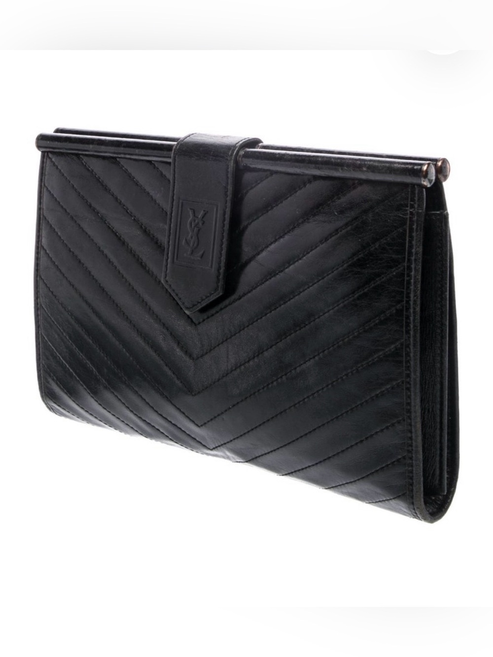 Yves Saint Laurent Black Quilted Clutch - Vintage